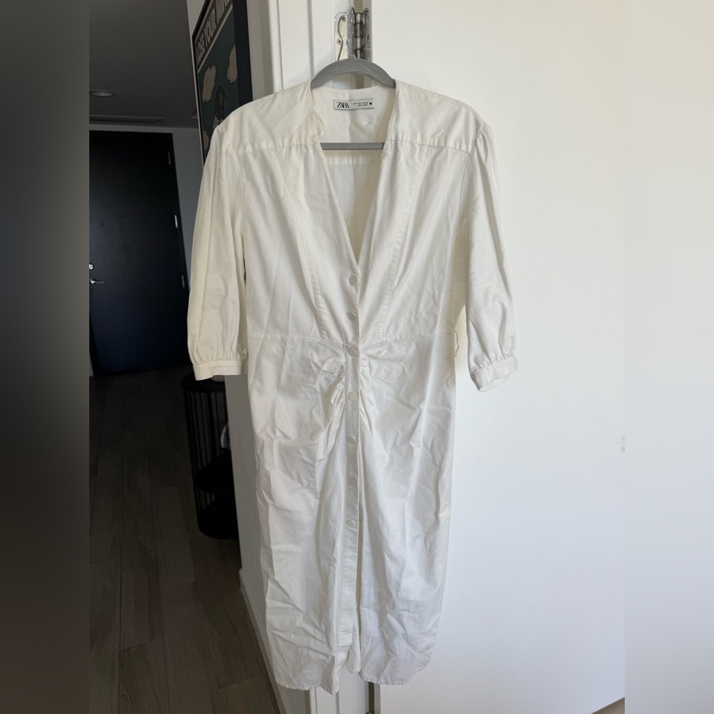 Zara Cream V-Neck Dress